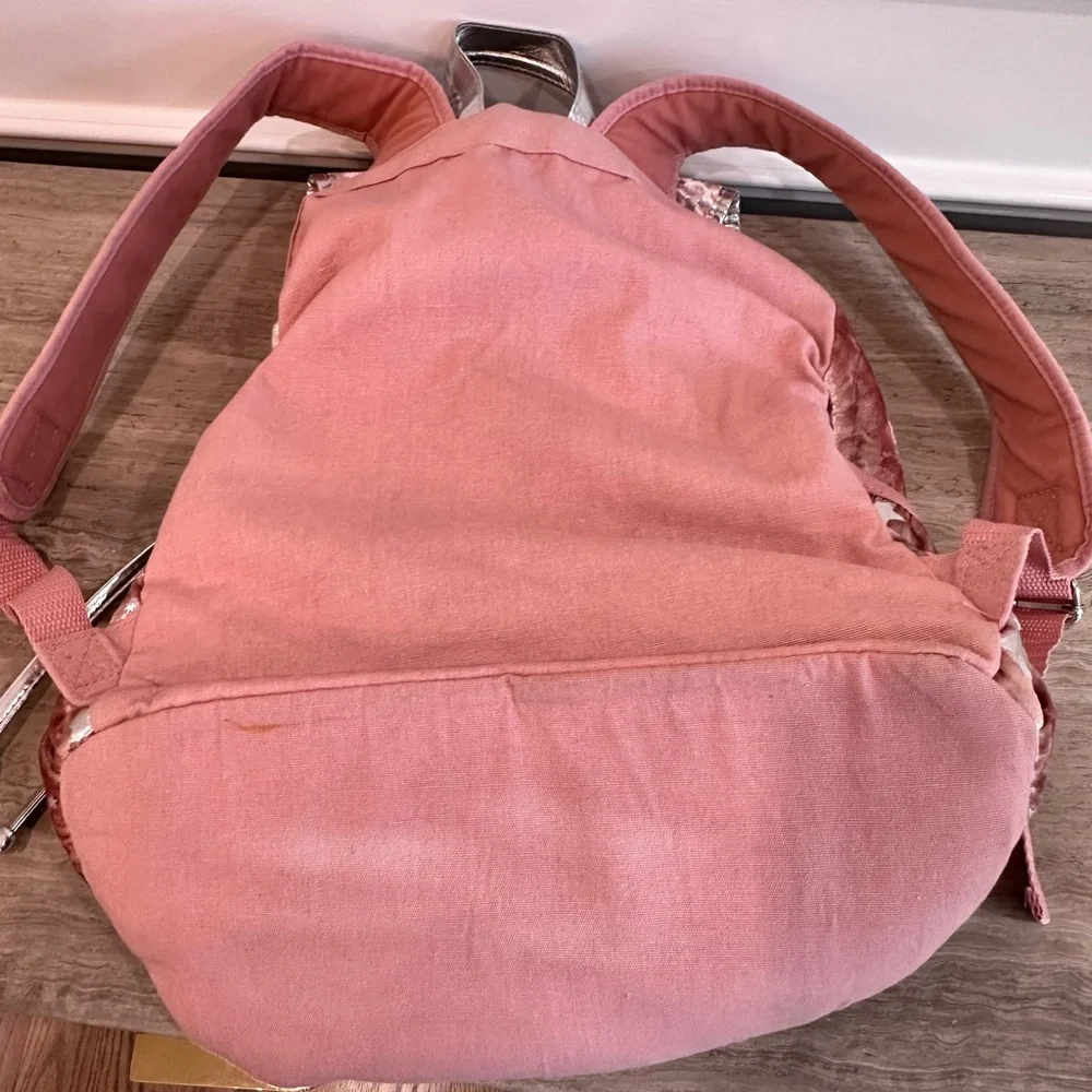Justice Pink Velvet Backpack and pouch Set